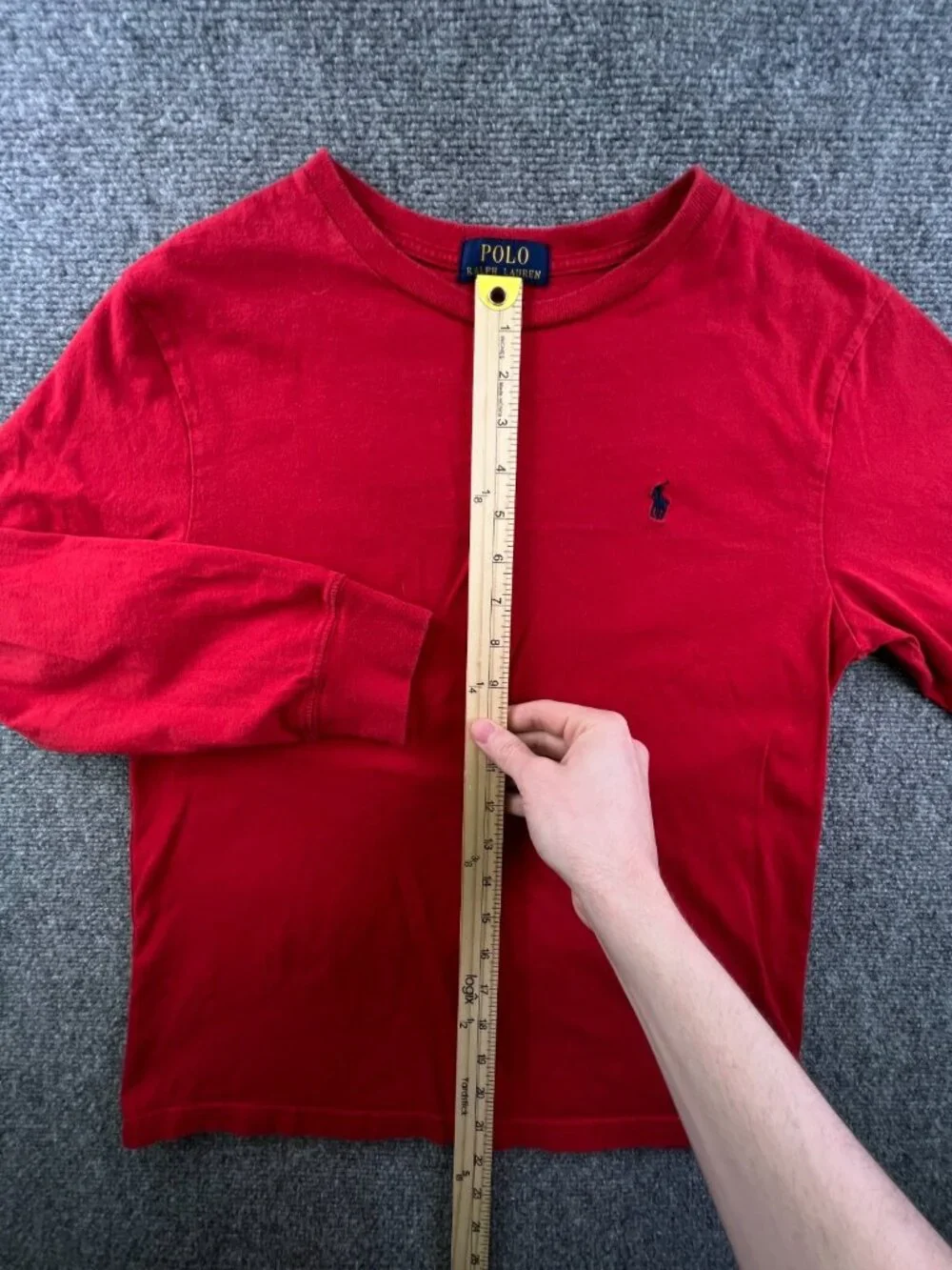 Polo Ralph Lauren Boys Large 14-16 Red Long Sleeve T Shirt Crew Neck Cotton